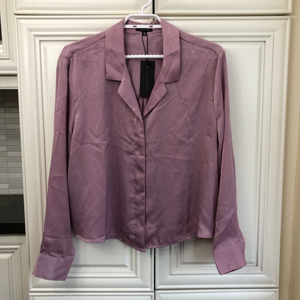 NWT Dynamite satin-like women’s button shirt